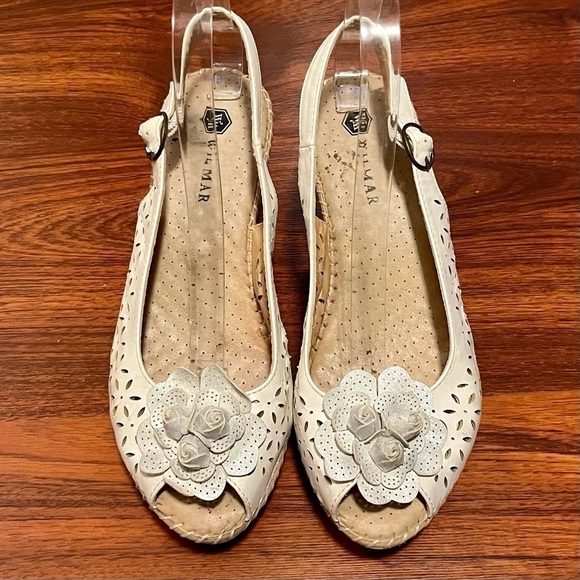 Vintage Wilmar Leather White Floral Cutout Wedges Size 38 - Picture 4 of 10
